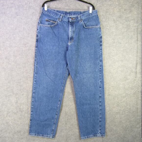Lee Jeans Mens 36x27 Blue Denim Relaxed Fit Tapered Leg Zip Fly 5 Pocket - Picture 1 of 8